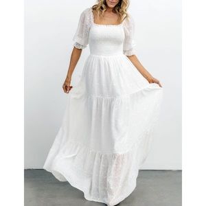 Baltic Born - Smocked Lace Bailey Eyelet Maxi Dress in White - 3X NWT